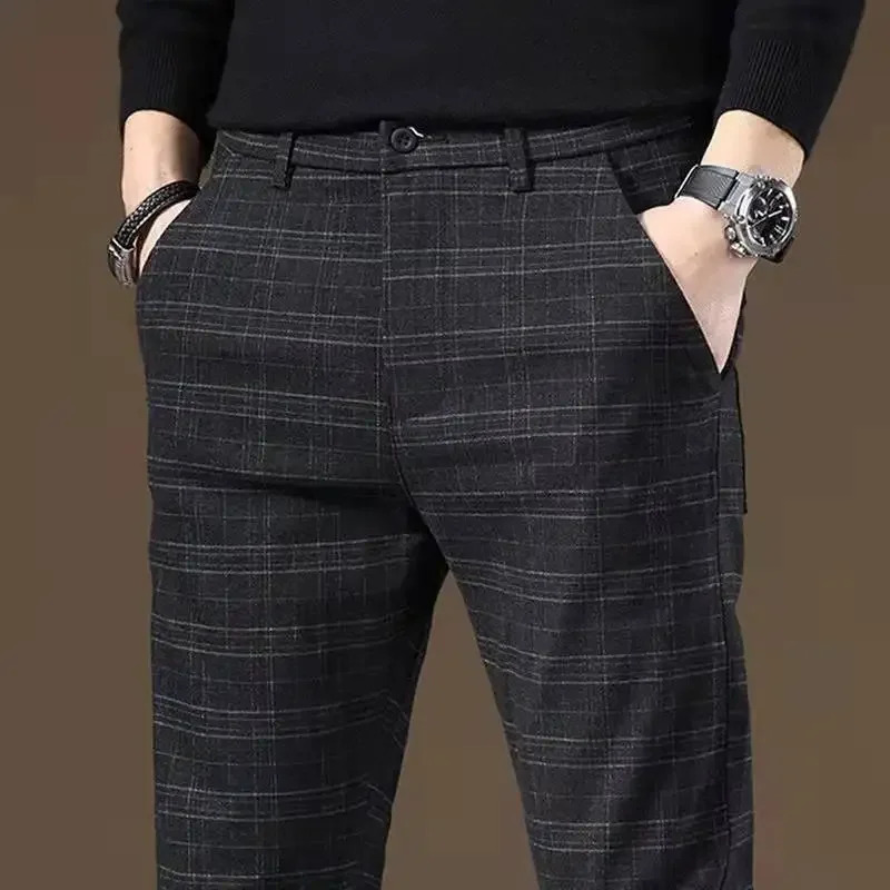 Plus Big Size Fluid Man Suits Pants Slim Fit Tressed Trousers for Men Draped Work Wear Korean Reviews Many Tailoring Up 240708