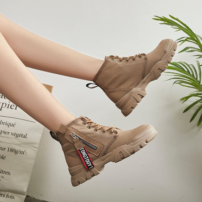 New Breathable Ddmysports Motorcycle Short Comfortable And Non Slip Lacing Casual Igh Top Shoes Canvas Martin Boots For Women Free Shipping Outdoor