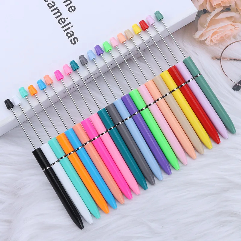 40pcs est Latest Wholesale Creative DIY Plastic Beaded Pen Ball Handmade Beadable Ballpoint Pens Personalized Bead Pen 240709