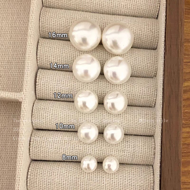 Simple Big Small Pearl Earing Jewelry Luxurys Stud Earrings For Women 925 Silver Ear Studs Love Earings Wedding Gifts(NO Letter) 8 10 12 14 16mm