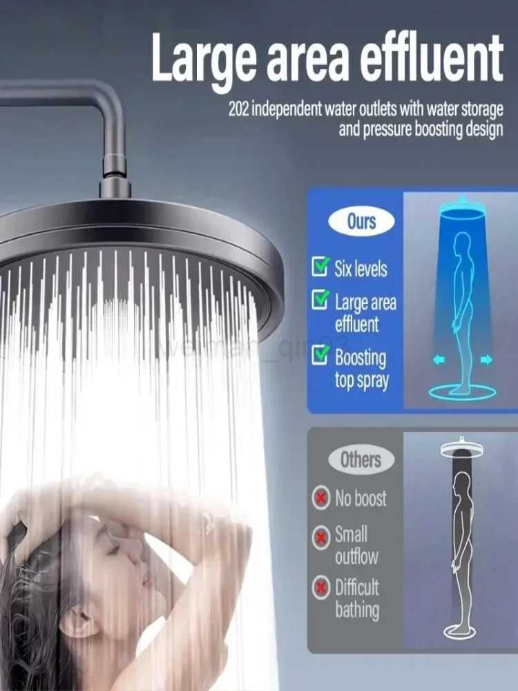 New 230mm Big Panel Showerhead 6 Mode Supercharge Rainfall Shower Head High Pressure Top Rain Shower Faucet Bathroom AccessoriesCL240710