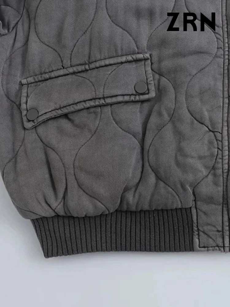 Womens Jackets ZRN oversized quilted bomber jacket suitable for women thick and warm jacket long sleeves button up womens clothing fashionable top fas