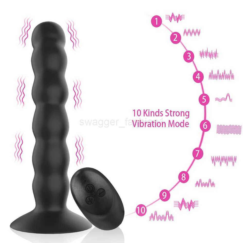 10 Modes Vibrator Wireless Remote Control Sexe Toys for Women Men Vagina Prostate Massage Strong Suction Cup Anal Beads Butt PlugB240708