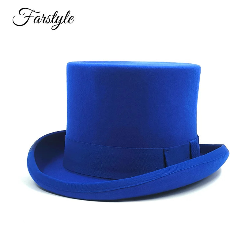 Pink and Purple High Top hat Magician high hat British black jazz top hats male and female court gentleman flat felt hat 240701