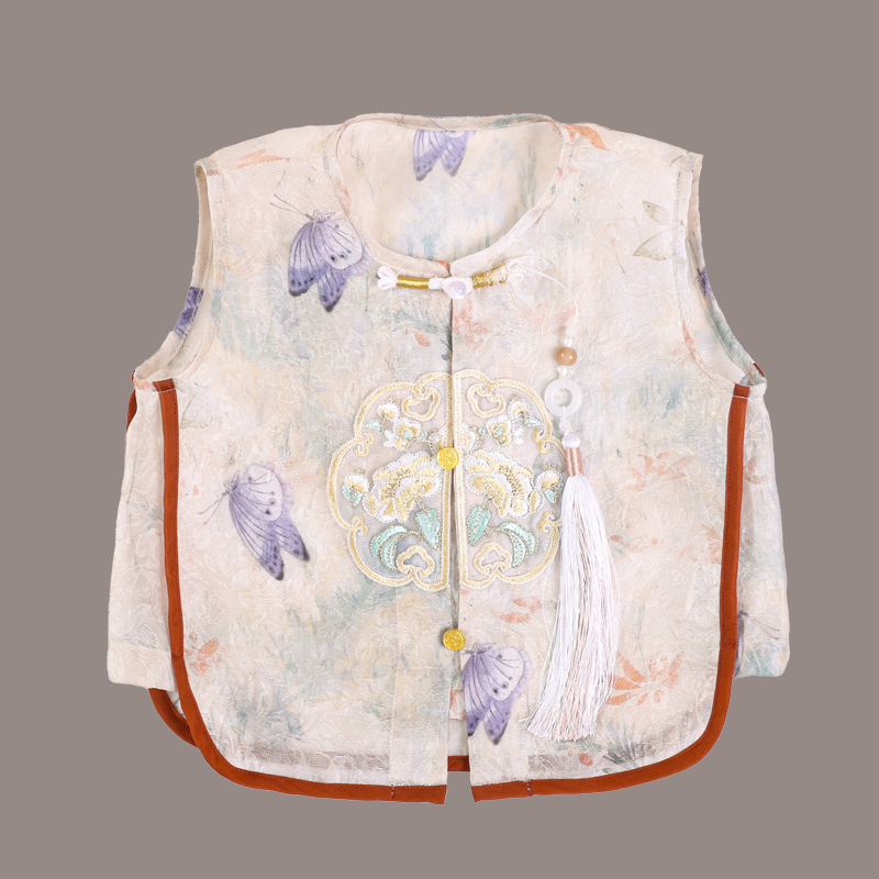 Light luxury customized children's summer new Chinese Tang suit hanfu short-sleeved 2-piece set interpretation of ancient style fashion dress pre