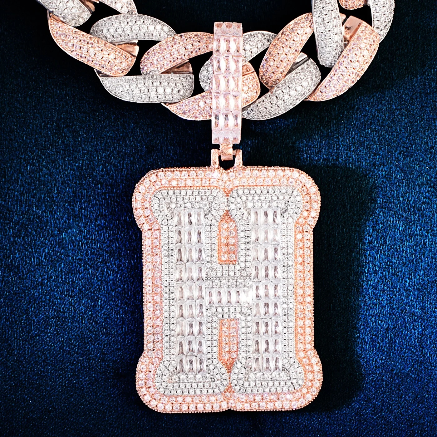 Hello hip-hop A~Z Single Big Letter Pendant Iced Out Zircon Hip Hop Necklace Chain For Men Rock Rapper Jewelry