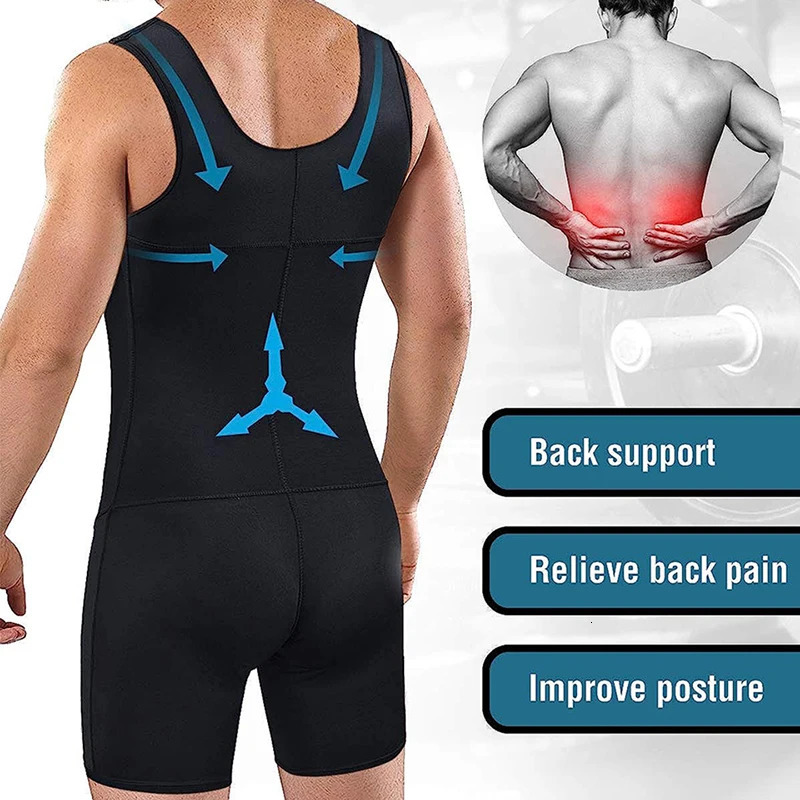 Compression Suit Full Body Shapewear for Men Slimming Bodysuit Waist Trainer Hip Enhancer Thigh Trimmer Shaping Underwear Shirts 240703