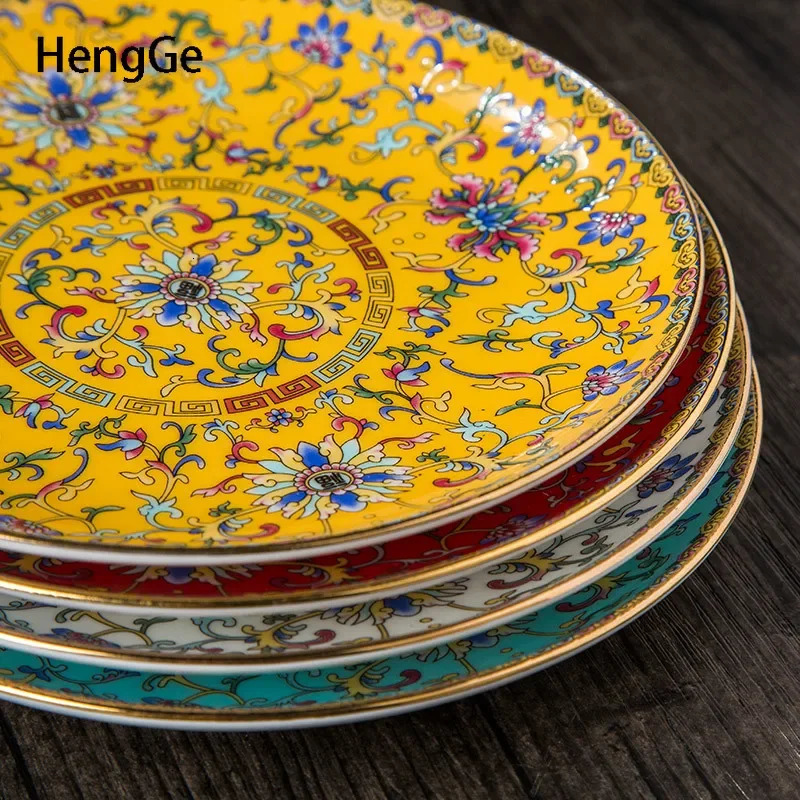 Creative Gold Stroke Ceramic Dinner Plate Dinner Steak Dishes el Tableware Serving Tray Enamel Decorative Porcelain Plates 240709