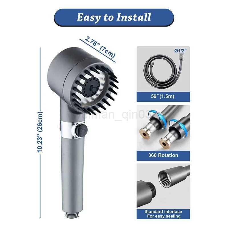 Multi-Functional Water Purifier Shower Filter High Pressure Shower Head 3 Modes Adjustable Water Output Massaging Head BodyCL240710