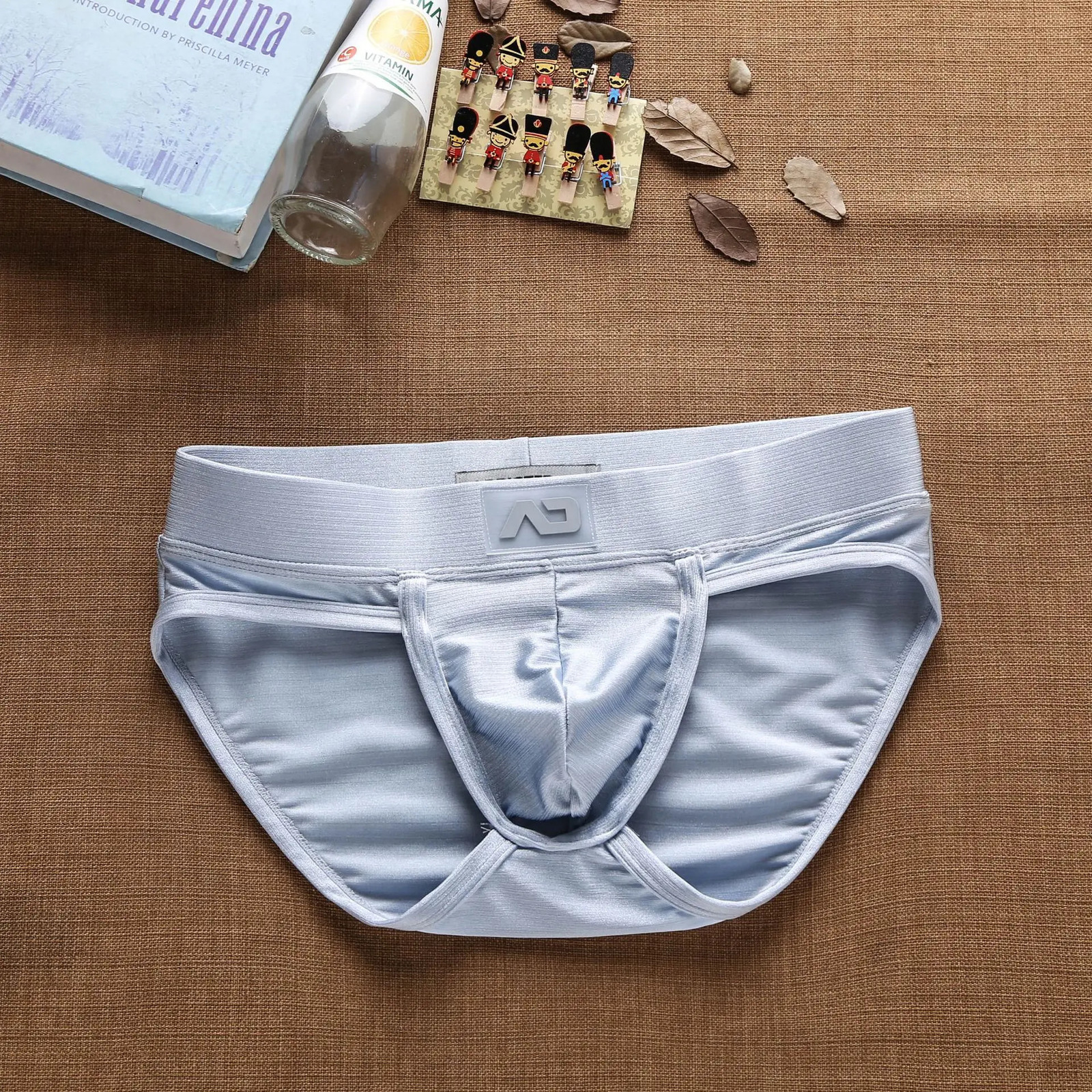 Addicted mens low waist sexy nylon brushed colorful briefs ad3-m257 wholesale 240703