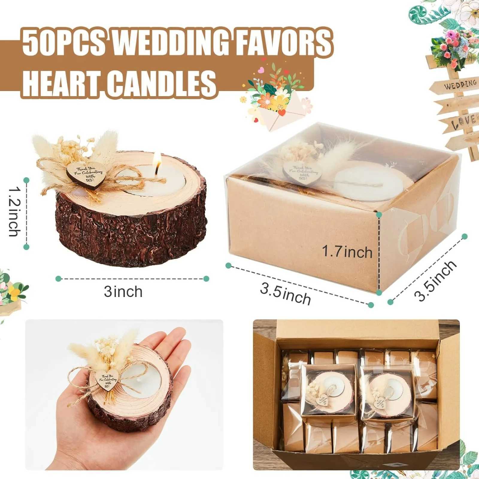Candles US 50 Pcs Wedding Favor Candle Holders Bridal Shower Favors Candles Rustic Wedding Souvenirs for Guest Gifts S247106