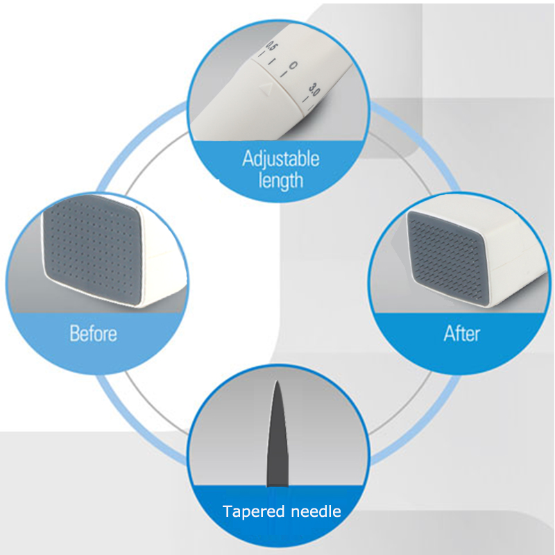 Mezoroller DRS 140 Needles Derma Stamp -Adjustable Needle Length 0-3.0mm Micro-Needling for Beard Hair Re- Growth Skin Care Body Treatment Microneeddl