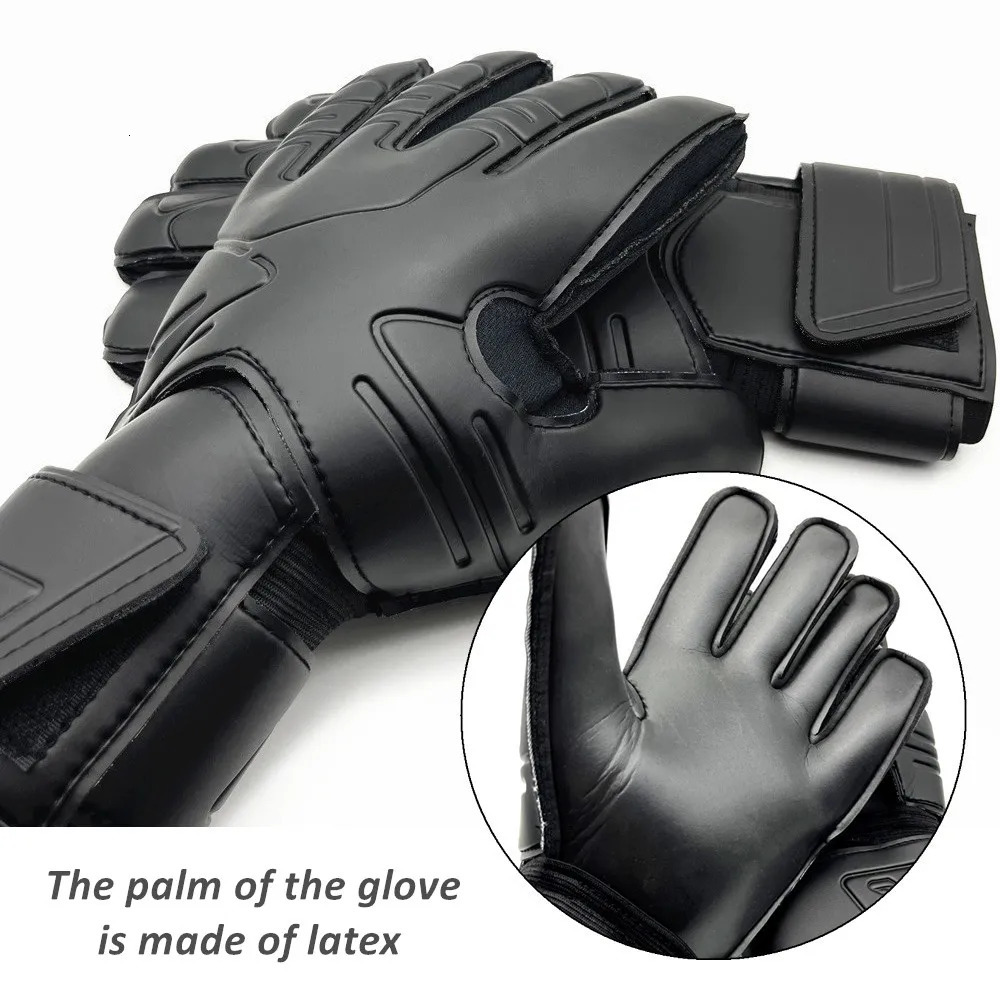 1 Pair Black Size 7-10 Goalkeeper Gloves WIth Finger Protector Air Vent Soccer Goalie Football Latex 240705