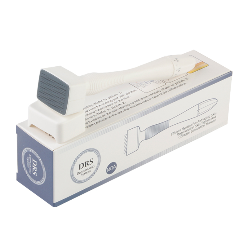 Mezoroller DRS 140 Needles Derma Stamp -Adjustable Needle Length 0-3.0mm Micro-Needling for Beard Hair Re- Growth Skin Care Body Treatment Microneeddl