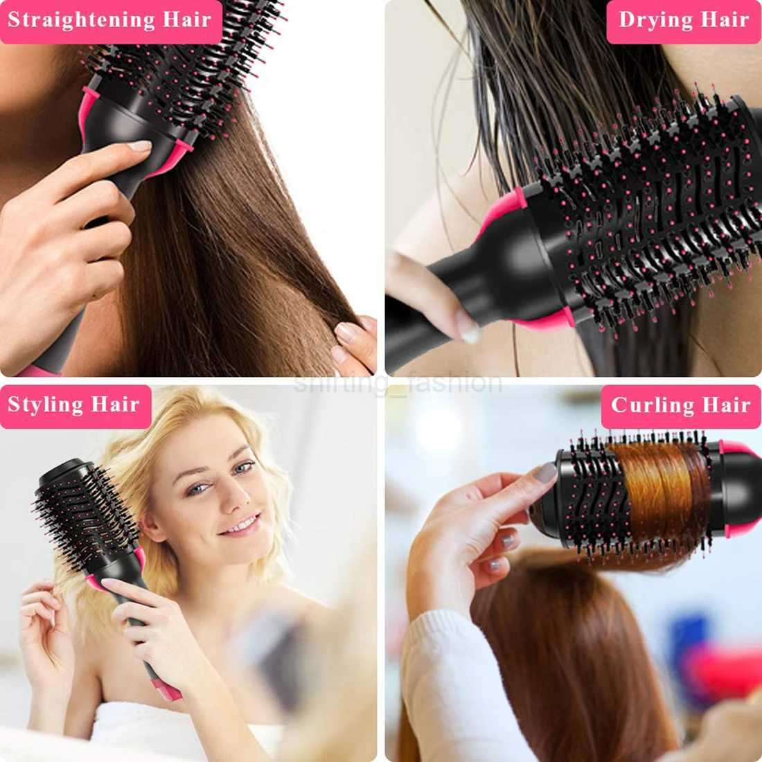 Hair Dryer Hot Air Brush Styler and Volumizer Hair Straightener Curler Comb Roller Electric Ion Blow Dryer BrushCL240710