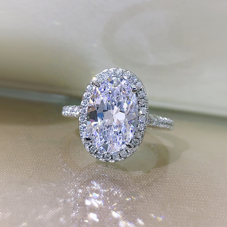 Moissanite Oval Engagement Ring: 2024 Dove Egg Large Cut Sterg Sier Eternity Band for Women