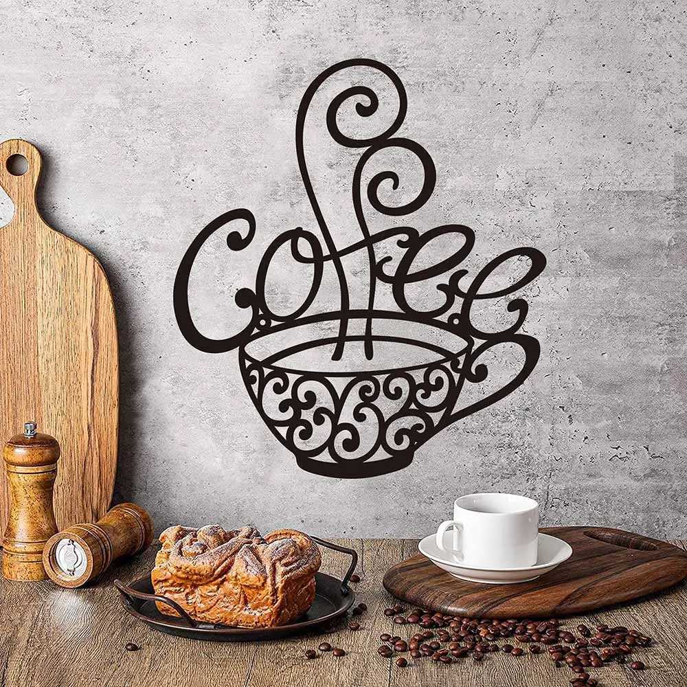 Coffee Bar Sign Metal Hanging Wall Art Plaque Black Letter Silhouette Cafe Kitchen Dining Room Decoration Bar Pub Club PosterB240710