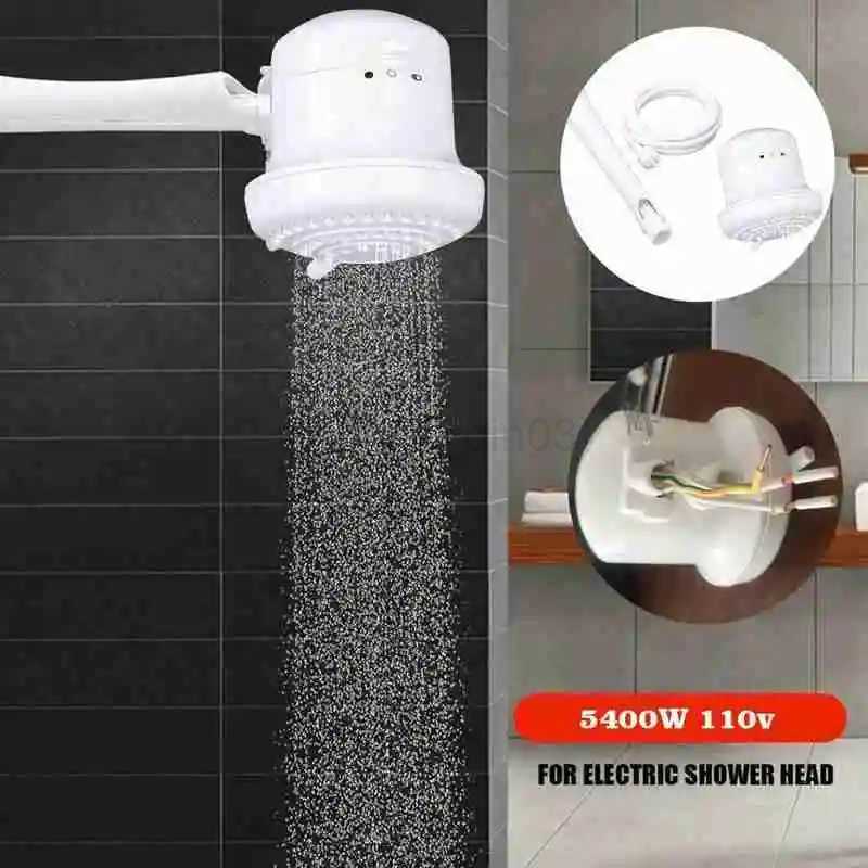 Instant Electric Head, 110V 5400W Tankless Hot Water Heater, Adjustable Temperature Bathroom Shower Heater with 2m Hose