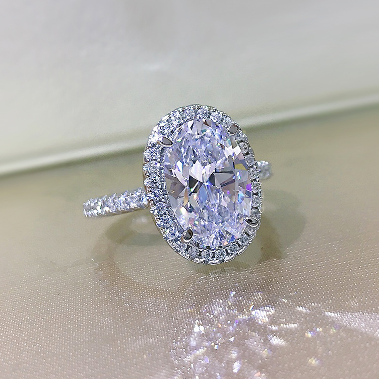 Moissanite Oval Engagement Ring: 2024 Dove Egg Large Cut Sterg Sier Eternity Band for Women