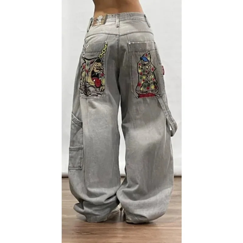Deeptown Vintage Y2k Oversized Jeans Harajuku Streetwear Hip Hop Embroidery Denim Pants Baggy Japanese 2000s Gothic Trousers 240626