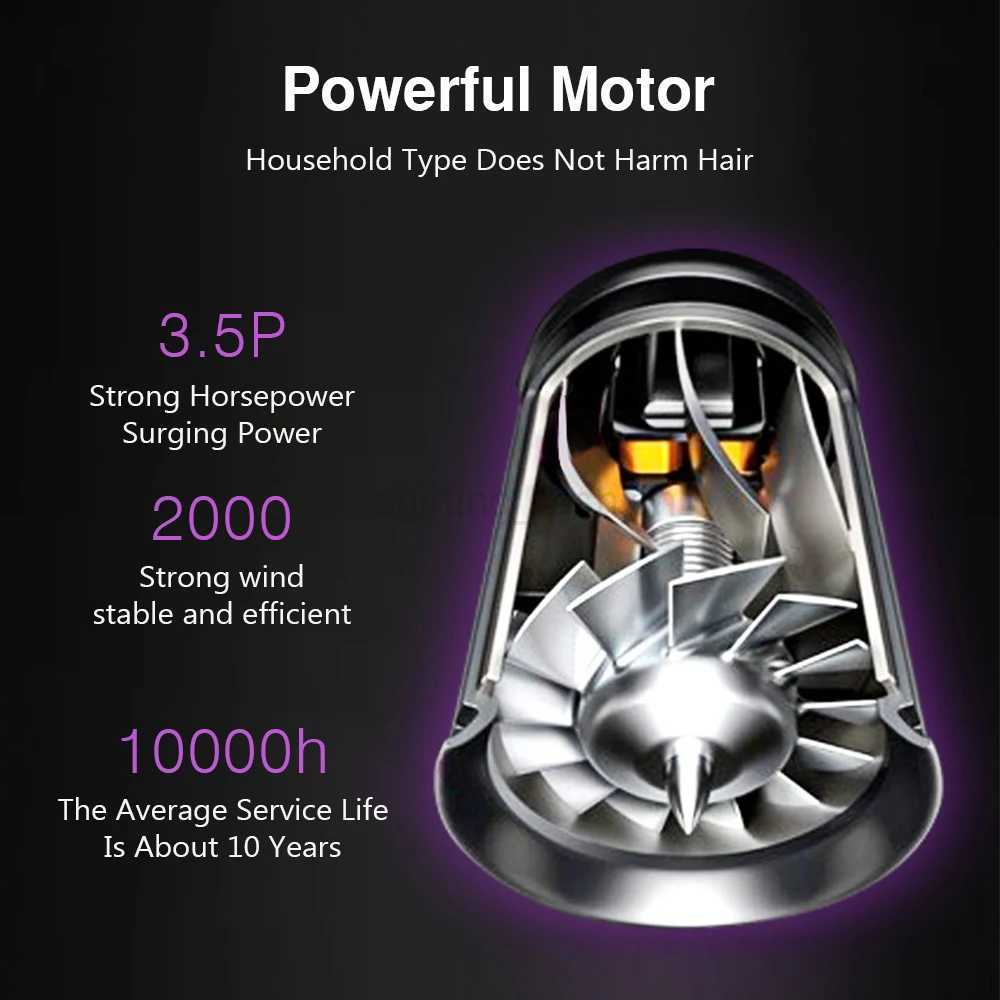High-Power Ionic Hair Dryer Fast Heating and Hot/Cold 9 Gears Adjustment Professional Hairdryer Blow Dryer with AccessoriesCL240710
