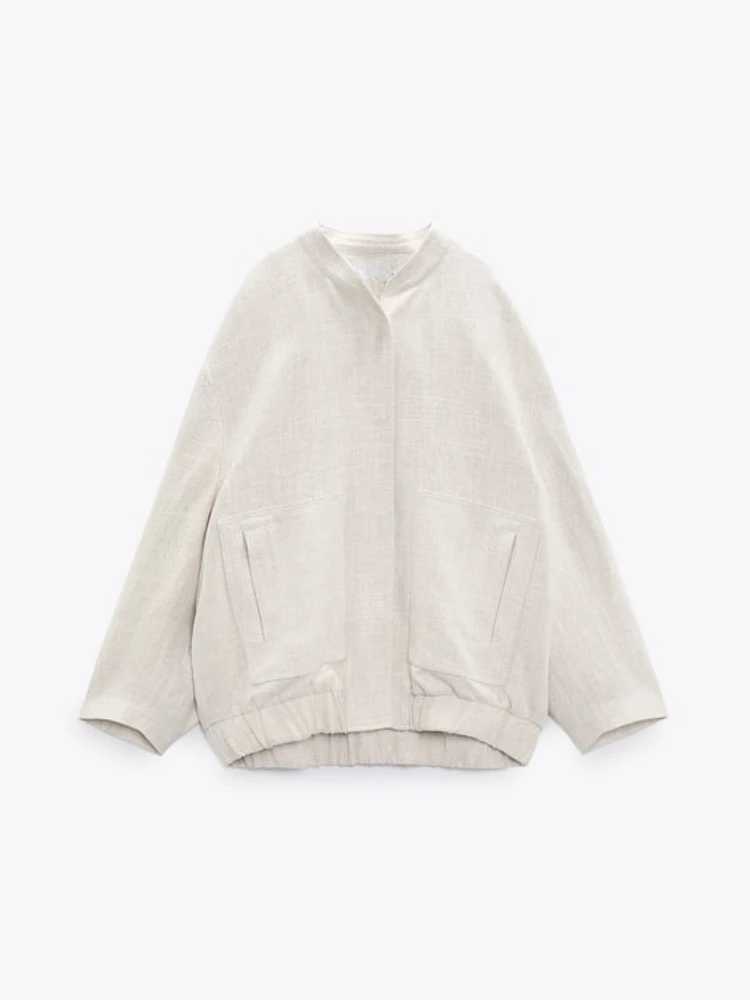 Women's Jackets RR2311 linen Brender bomber jacket oversized button up solid long sleeved top casual loose winter warm womens trap jacket J240708
