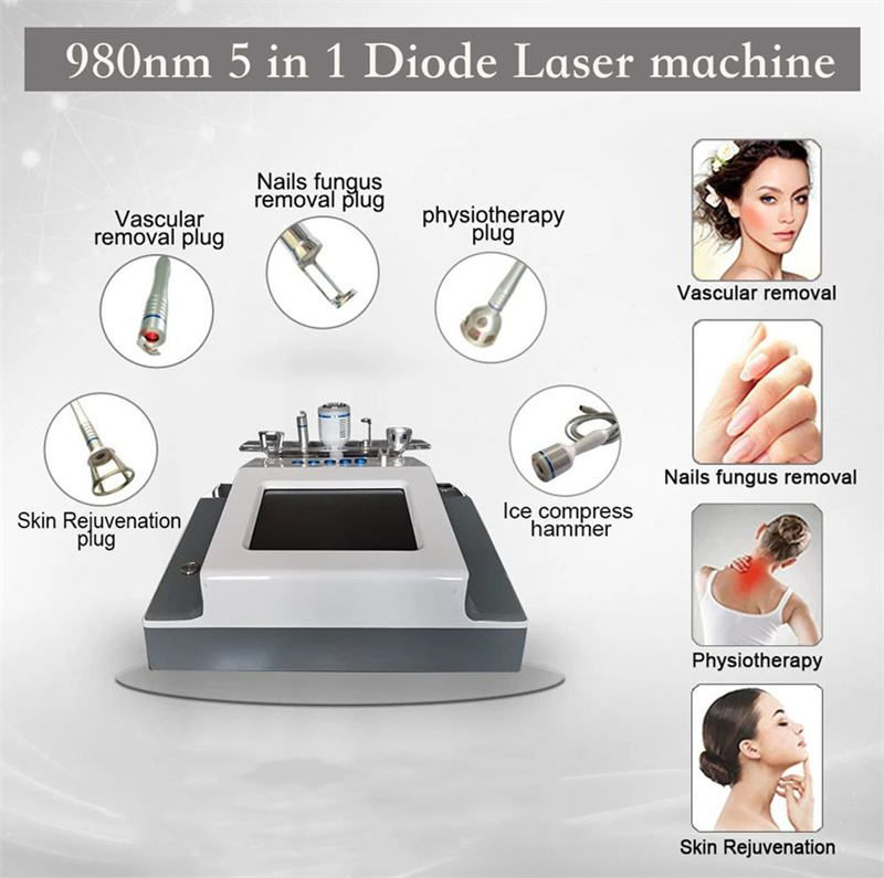 New Arrivals 5 in 1 30W Diode Laser 980nm Vascular Spider Veins Removal Nails Fungus Treatment Skin Rejuvenation Machine