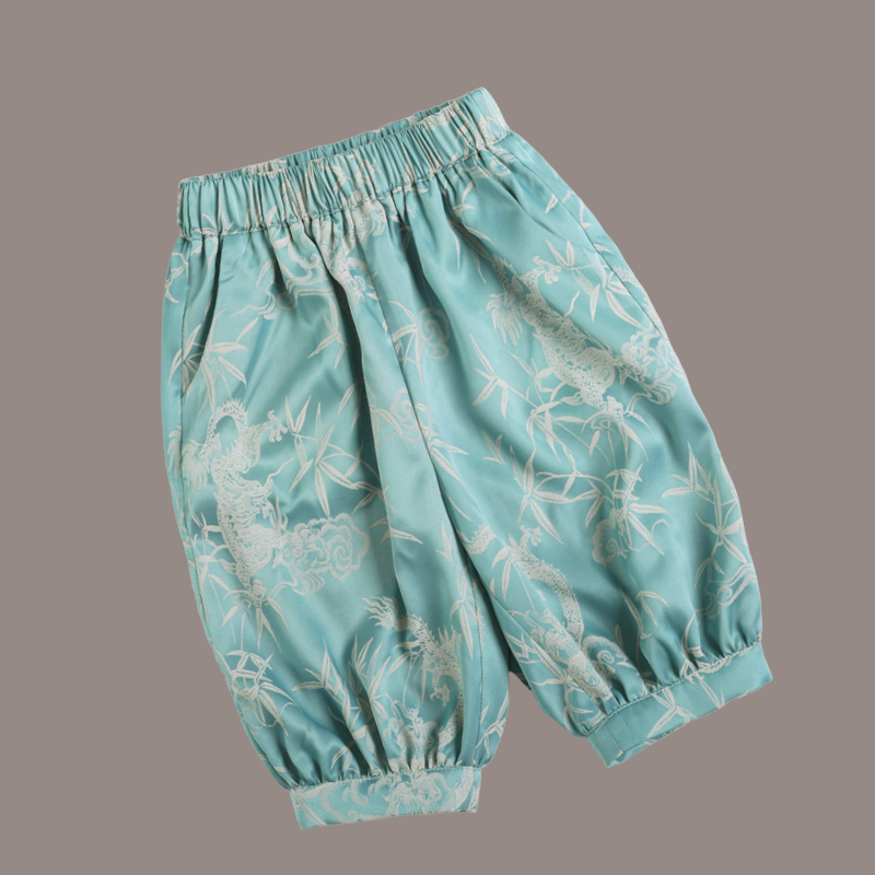 Children's summer new new Chinese boys and girls Tang suit hanfu dark jacquard short-sleeved light casual
