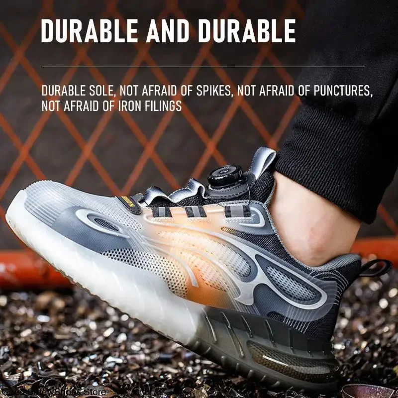 Men Sport Safety Shoes Cushion Work Sneakers AntiPuncture Breathable Boots Women Steel Toe Lightweight 240702 - view 4