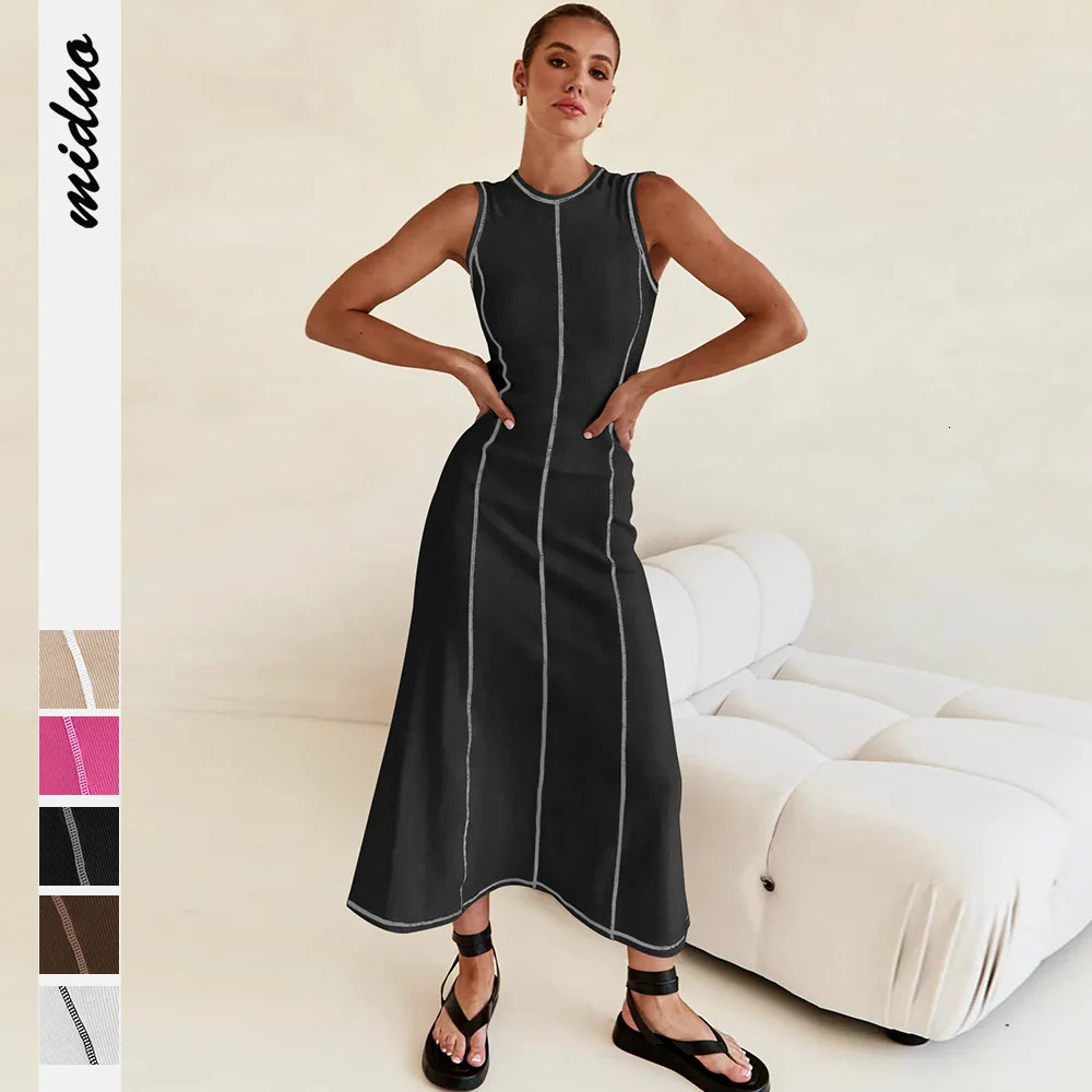 French Style Knitted Maxi Dresses for Women Casual Solid Sleeveless Patchwork Warp Hip Sexy Dresses Vestidos De Mujer 240701
