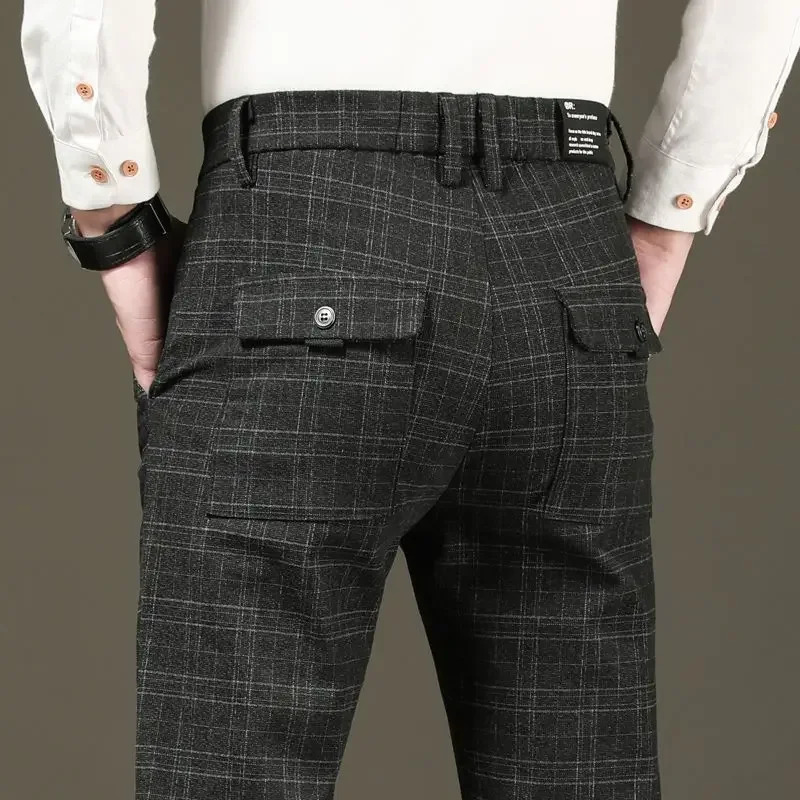 Plus Big Size Fluid Man Suits Pants Slim Fit Tressed Trousers for Men Draped Work Wear Korean Reviews Many Tailoring Up 240708