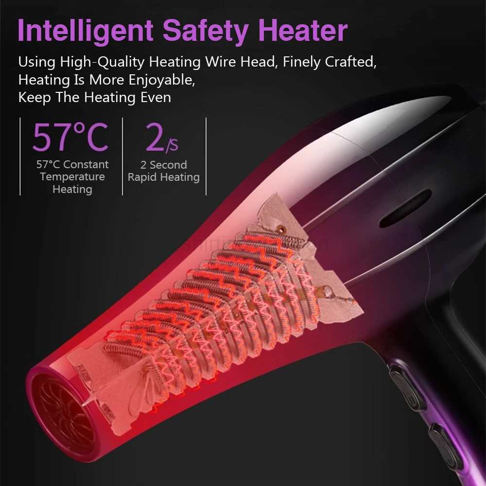 High-Power Ionic Hair Dryer Fast Heating and Hot/Cold 9 Gears Adjustment Professional Hairdryer Blow Dryer with AccessoriesCL240710
