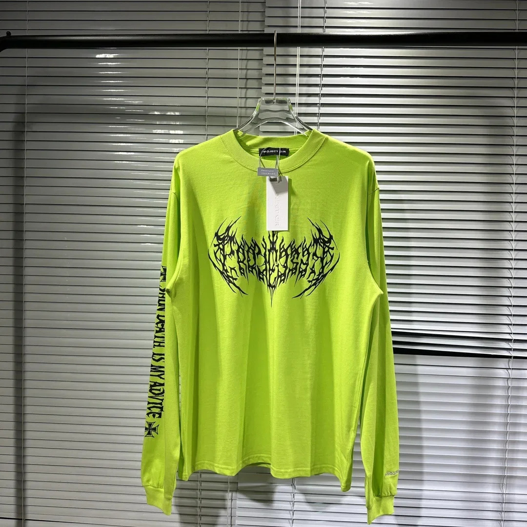 Y2k Street Wear GRAILZ Men Round Neck T-shirts Women Clothing 1 1 High Quality Damaged Long Sleeve Top Tee T-shirt 240705