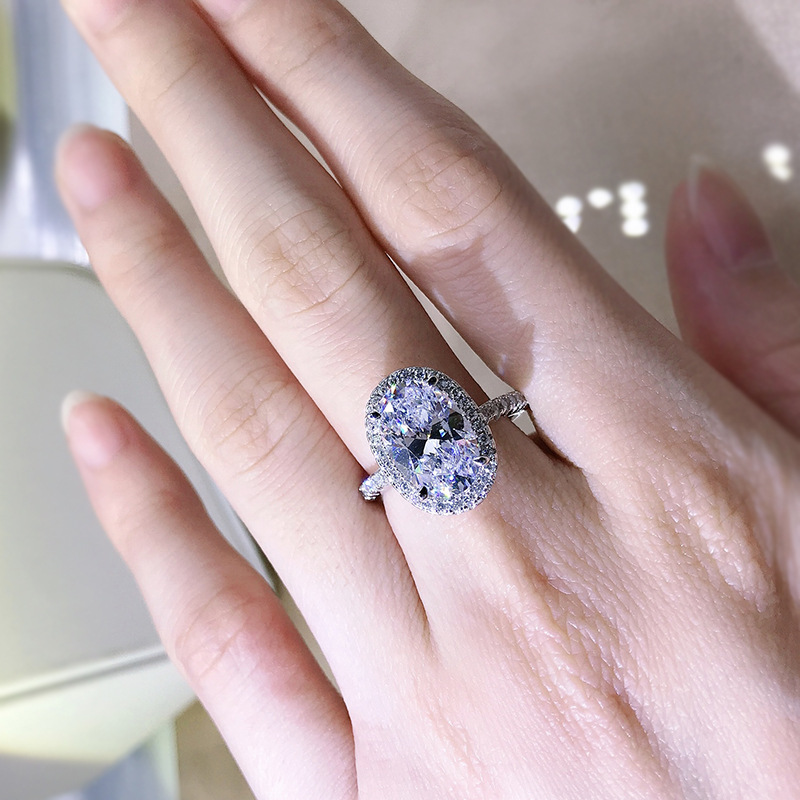 Moissanite Oval Engagement Ring: 2024 Dove Egg Large Cut Sterg Sier Eternity Band for Women