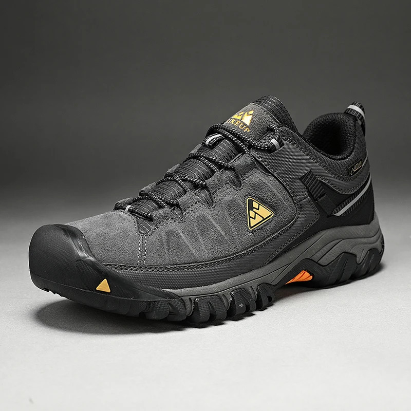 Hikeup High Quality Mens Hiking Shoes Durable Leather Climbing Shoes Outdoor Walking Sports Shoes Rubber Soles Factory Export 240710