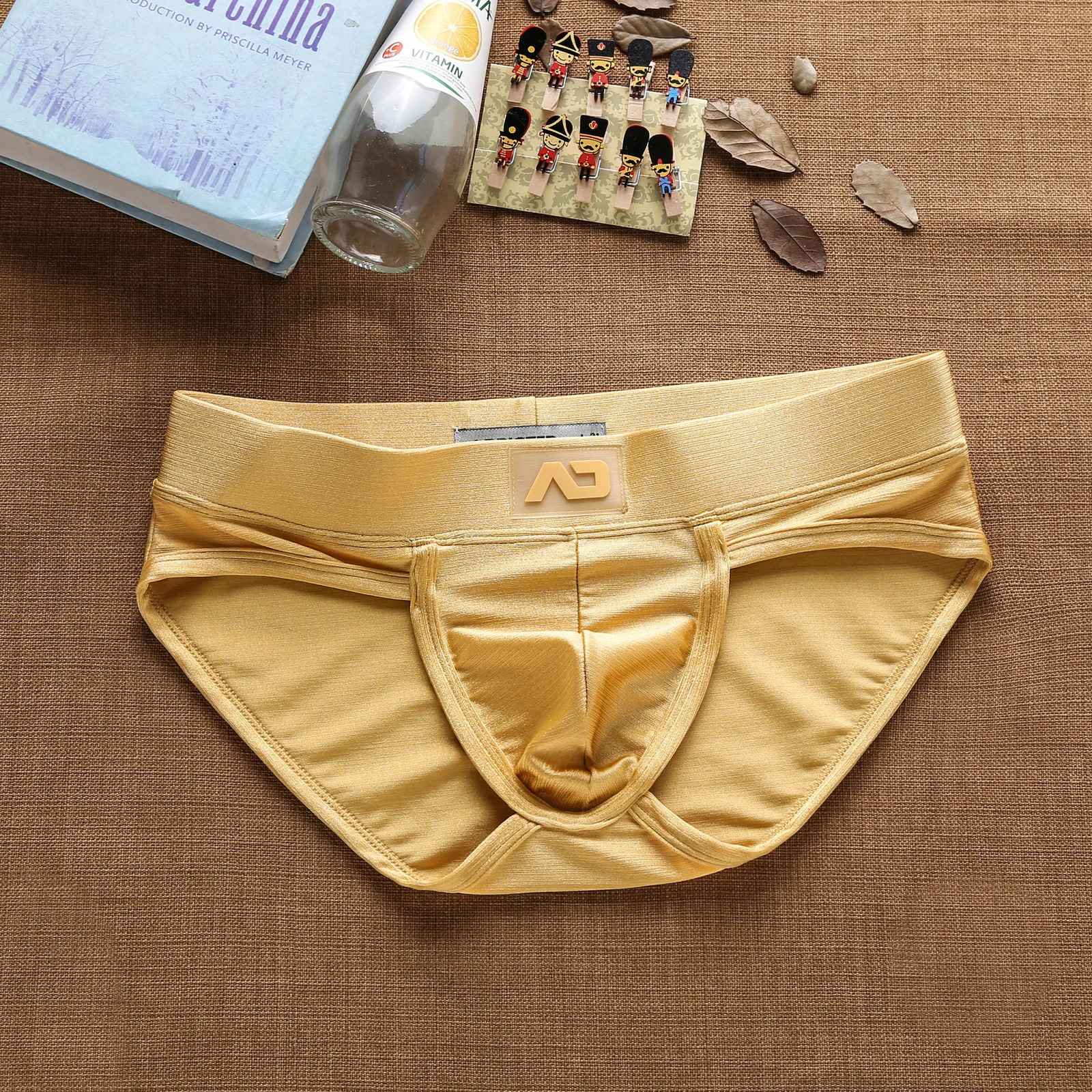 Addicted mens low waist sexy nylon brushed colorful briefs ad3-m257 wholesale 240703