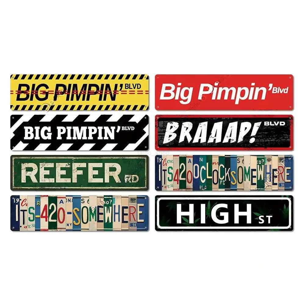 Street Sign Stoner 420 Accessories Plaque Metal Wall Art for Horror Movie Grunge Room Goat Decor Weed Gifts for MenB240710