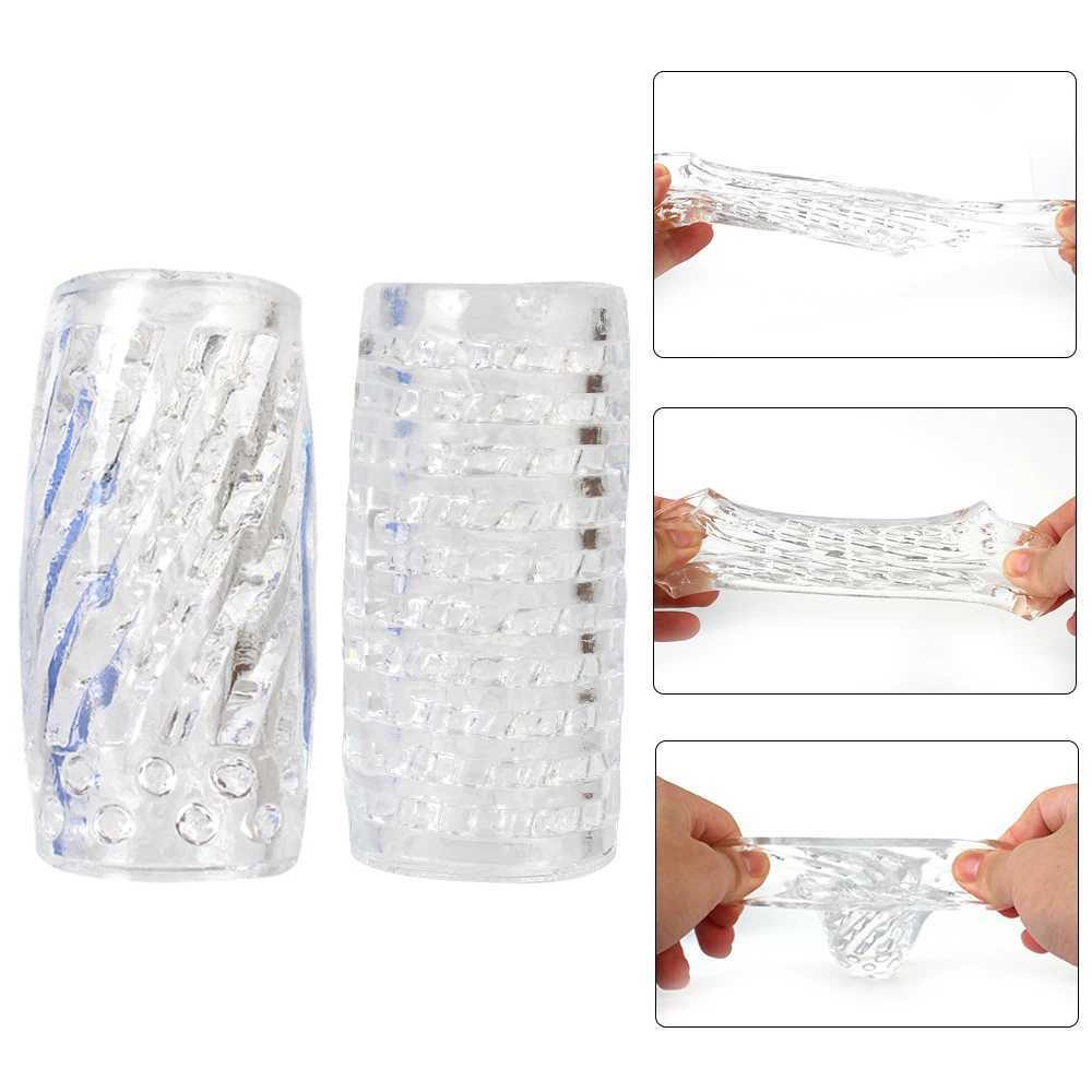 3.54inch Transparent Male Masturbator Artificial Pussy Vaginal For Men 18 Glans Sucking Penis Pump Spikes Exerciser Sex ToysXJ250319