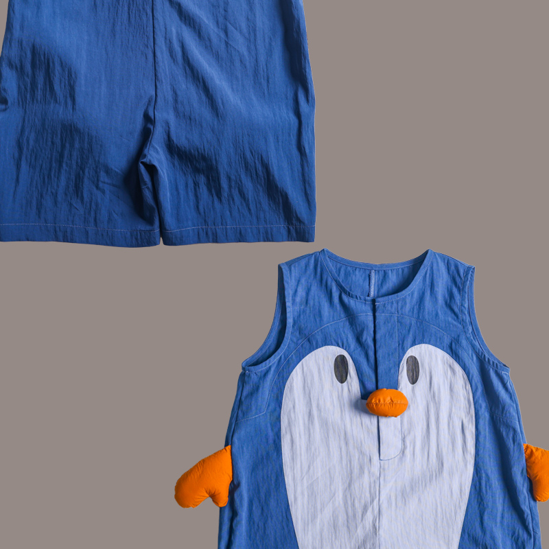 Children's custom summer new boys and girls back trousers casual 5 points net red fisherman trousers one-piece can be open file