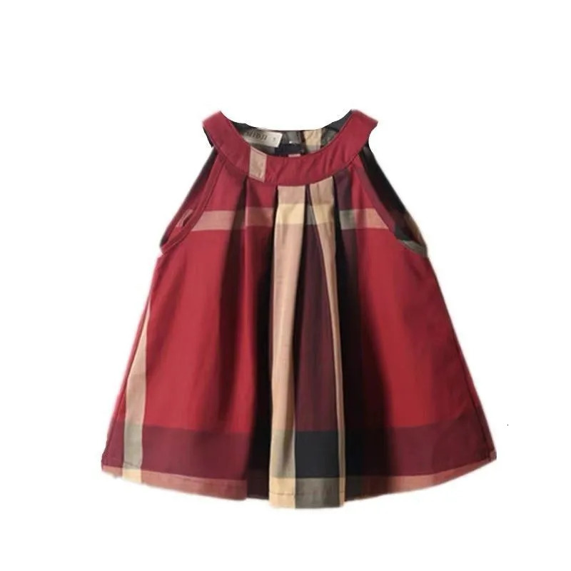 100% Cotton Childrens Summer Clothing Girls Dress 3-5 Years Old Girl Plaid Princess Dresses Baby Girls Kawaii Skirt 240703