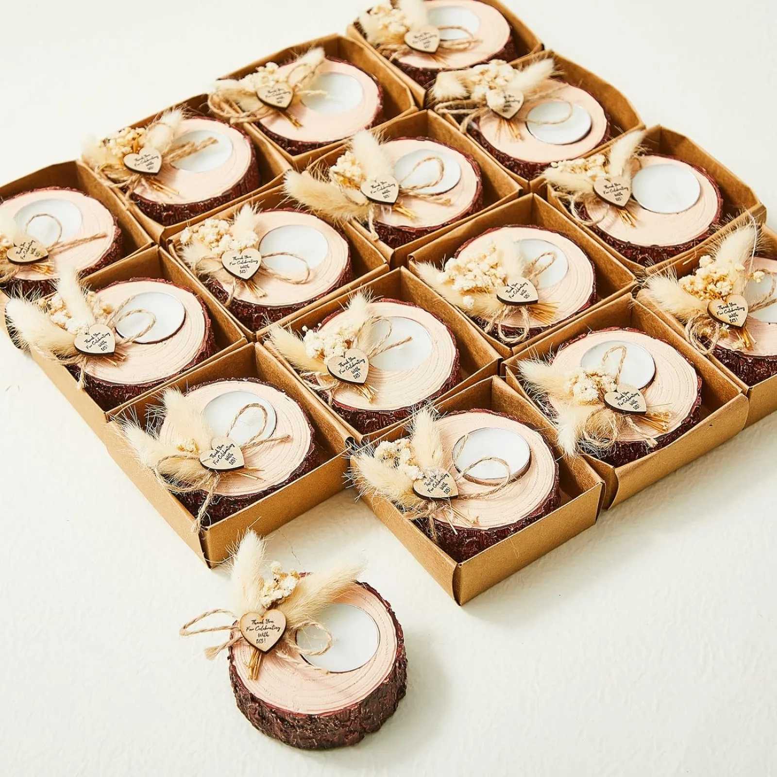 Candles US 50 Pcs Wedding Favor Candle Holders Bridal Shower Favors Candles Rustic Wedding Souvenirs for Guest Gifts S247106