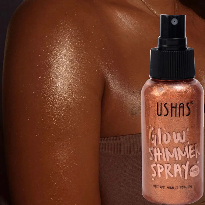 Gold Silver Highlighter Spray Waterproof Glitter Shimmer Sparkle Liquid Highlighter Makeup for Face Body Cosmetics 240709