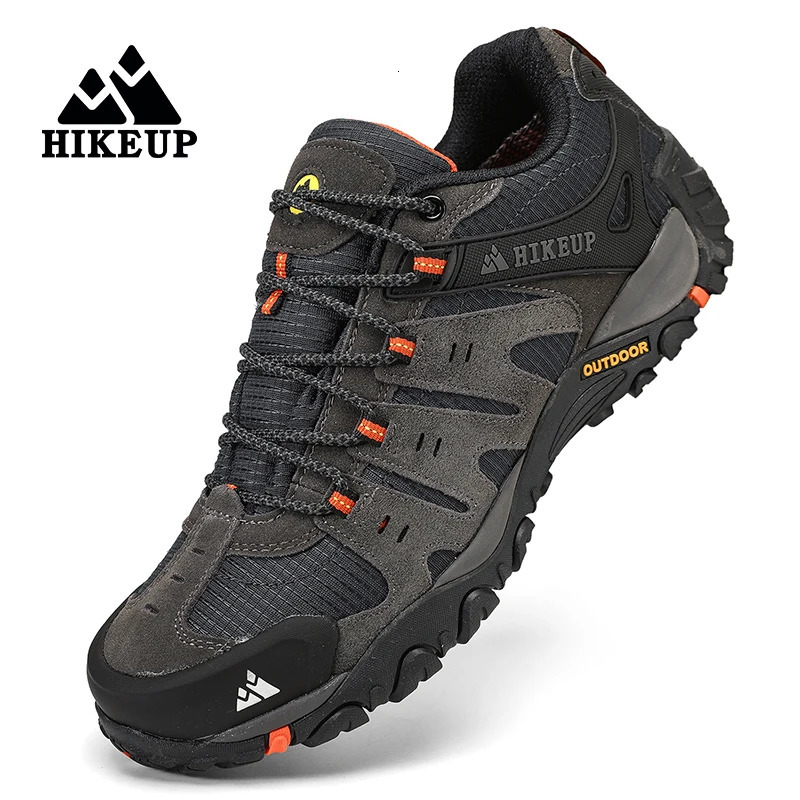 HIKEUP Arrival Leather Hiking Shoes Wear resistant Outdoor Sports Mens Shoes Lace Mens Shoes Climbing Hiking Hunting Sports Shoes 240710
