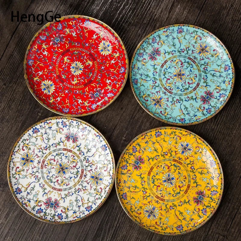 Creative Gold Stroke Ceramic Dinner Plate Dinner Steak Dishes el Tableware Serving Tray Enamel Decorative Porcelain Plates 240709