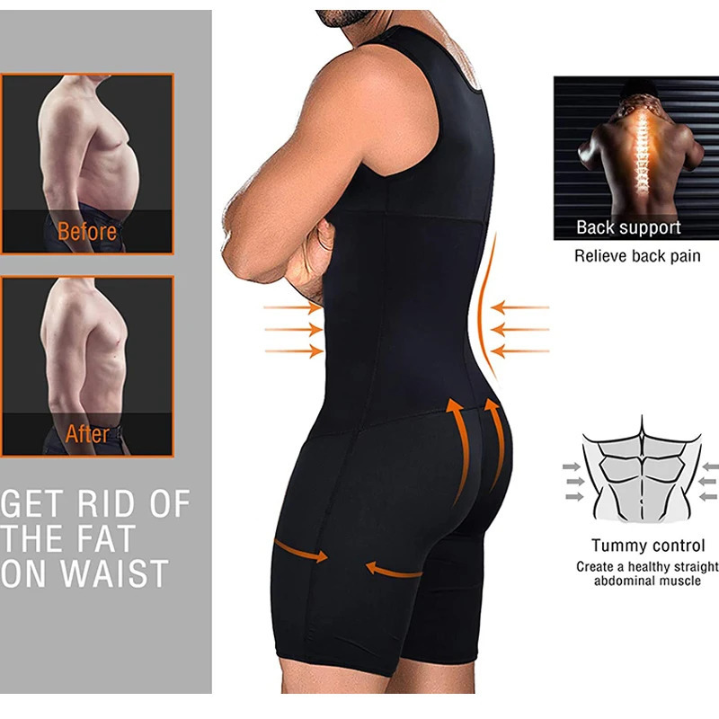 Slimming Bodysuit for Men Tummy Control Full Body Shaper Compress Abdomen Underwear Breathable Weight Loss Shapewear Plus Size 240701
