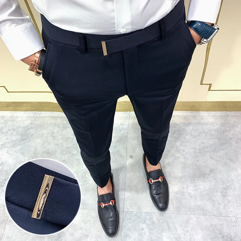 Suit Pants Spring Man Suit Pants Fashion Casual Slim Business Suit Pants Men Wedding Party Work Trousers Classic Large 36 240708