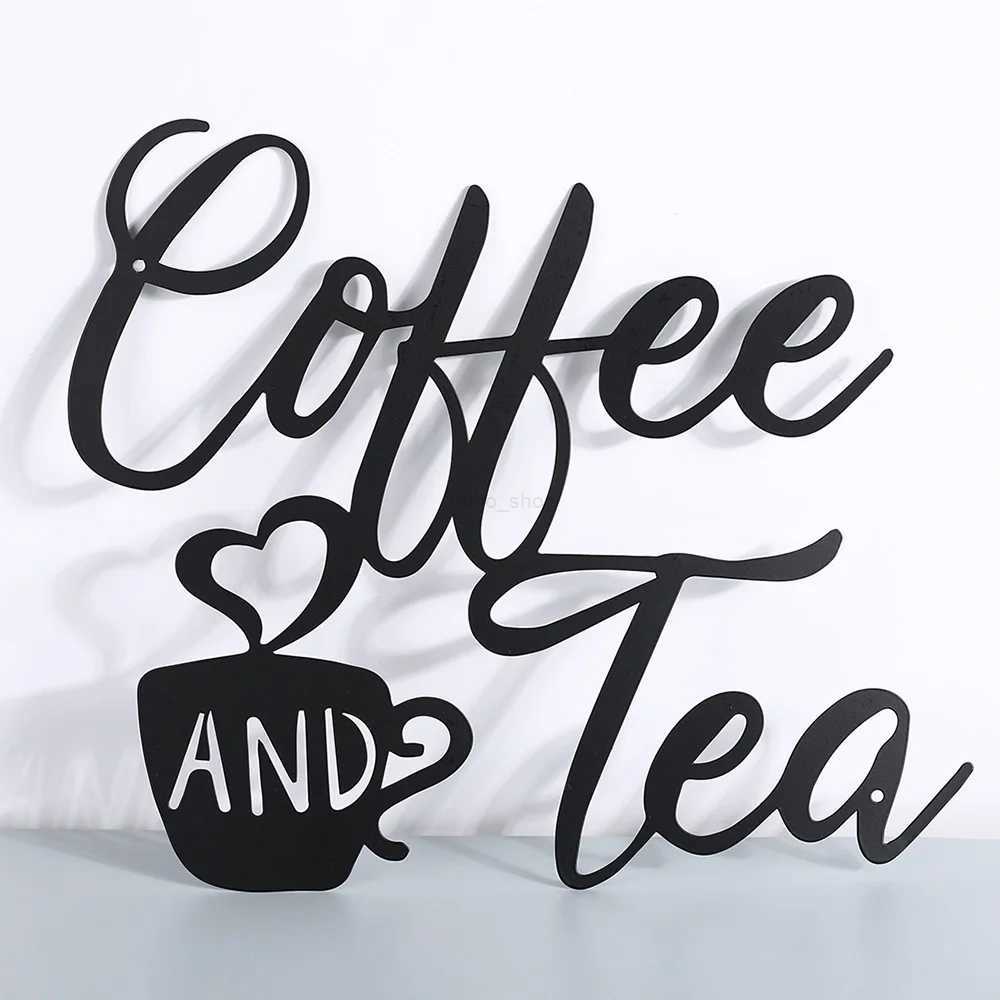 Coffee Bar Sign Metal Hanging Wall Art Plaque Black Letter Silhouette Cafe Kitchen Dining Room Decoration Bar Pub Club PosterB240710
