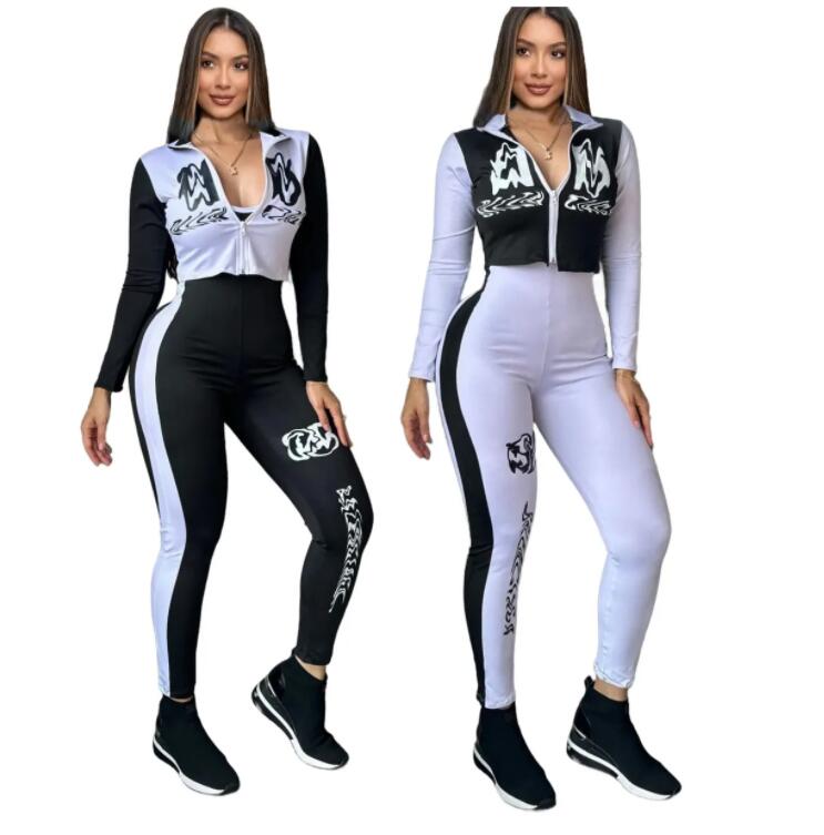 Luxury Women's Tracksuits New Designer pullover Two Piece Pants Women Zip Jacket and Bodysuit Set Daily Outfits Tracksuit Free Ship
