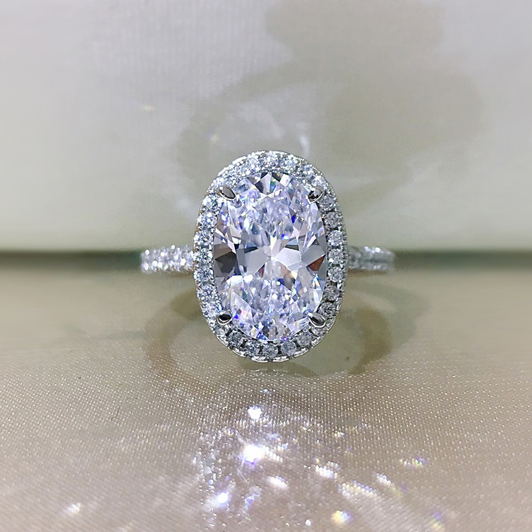 Moissanite Oval Engagement Ring: 2024 Dove Egg Large Cut Sterg Sier Eternity Band for Women