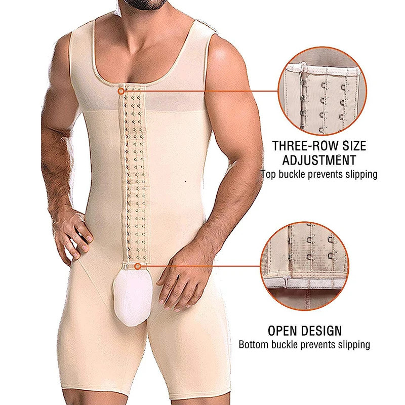 Slimming Bodysuit for Men Tummy Control Full Body Shaper Compress Abdomen Underwear Breathable Weight Loss Shapewear Plus Size 240701